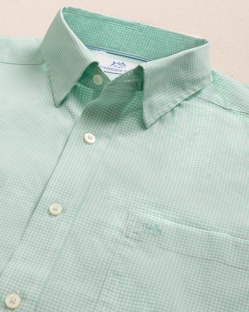Charleston Parkwood Micro-Gingham Long Sleeve Sport Shirt - Garden Grove